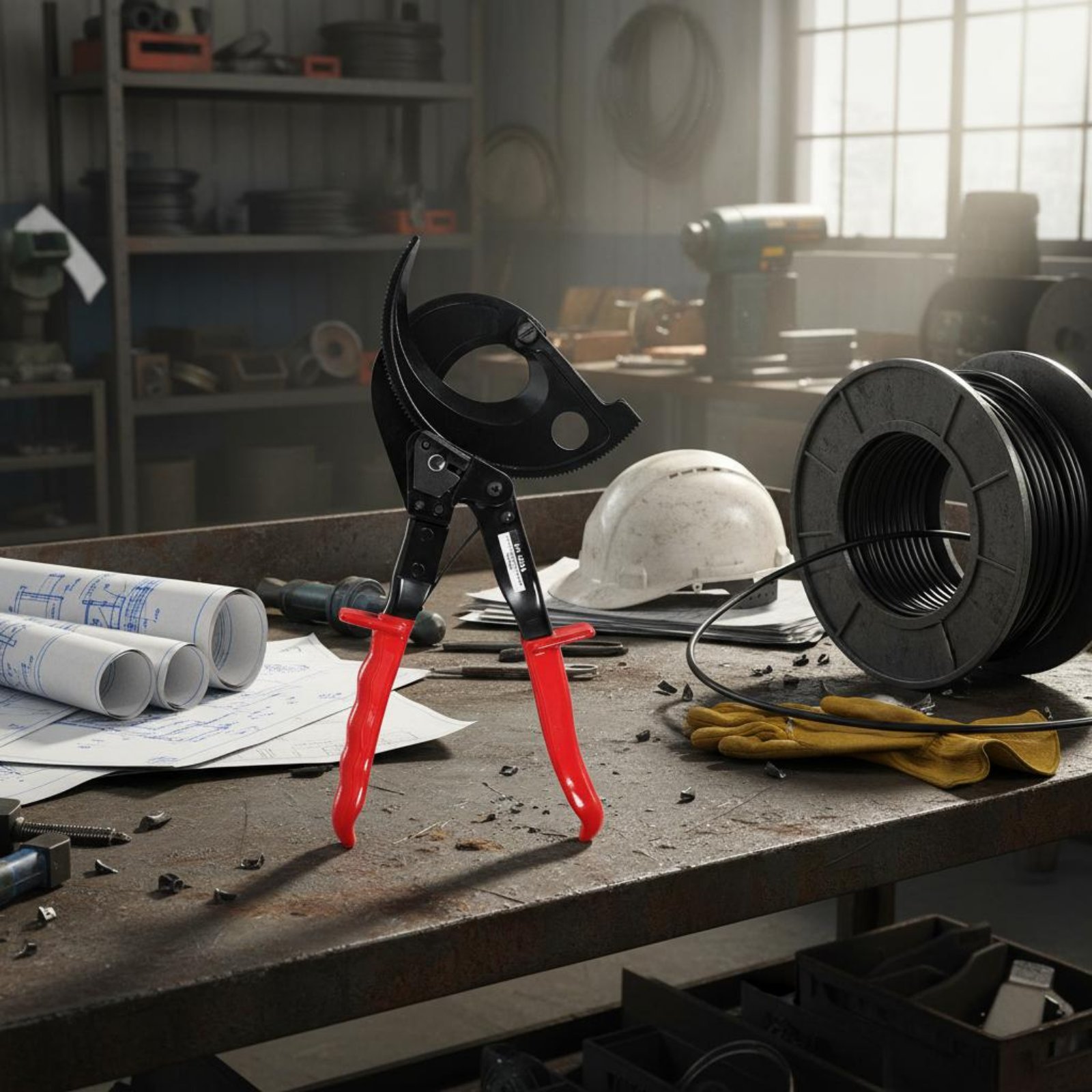 Industrial Tools - ラチェット式ケーブルカッター クイックリリース ヘビーデューティーケーブルシャー ヘビーデューティーワイヤーカッター ノンスリップグリップ 工業用ワイヤー切断ツール