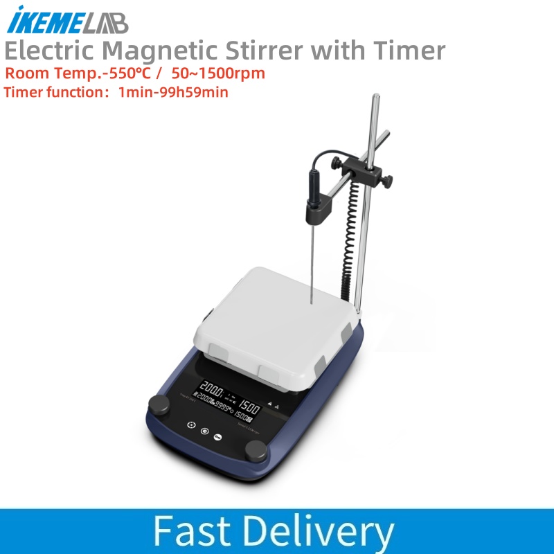 Lab Magnetic Stirrer Hot Plate - IKEME LCD デジタルディスプレイマグネチックスターラータイマー付きガラスセラミックホットプレートミキサー 550 ℃ 高温ラボミキサー