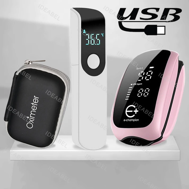 Pulse Oximeter Fingertip Rechargeable - 充電式医療用パルスオキシメーター、ストラップ、指先用パルスオキシメーター、血中酸素飽和度モニター、デジタルLEDディスプレイ、子供用