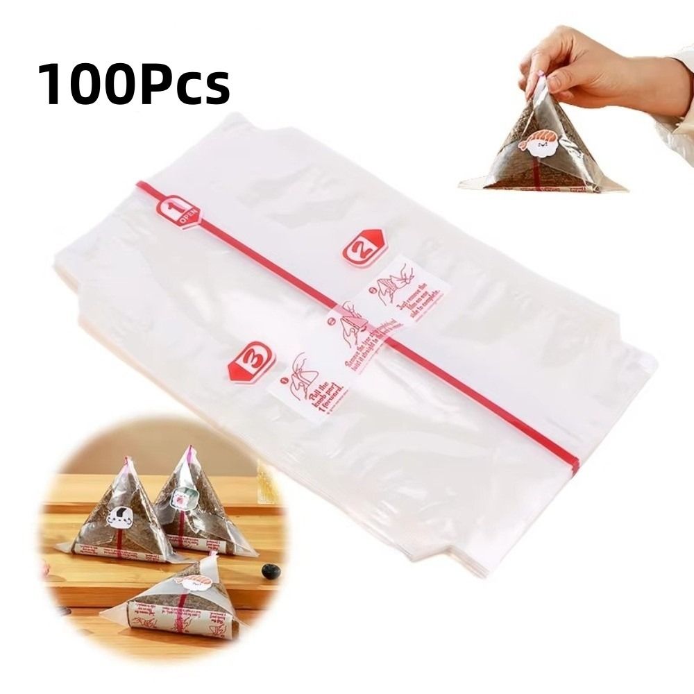 Packaging - 100枚入りPP製使い捨て三角形おにぎり包装袋、海苔、おにぎり、寿司用袋、二重構造ラッププラスチックバッグ