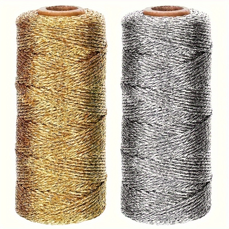 Packaging - 109ヤードの金と銀の手編みロープ - DIYクリスマスデコレーションロープ、ギフト包装、吊り下げ装飾に最適