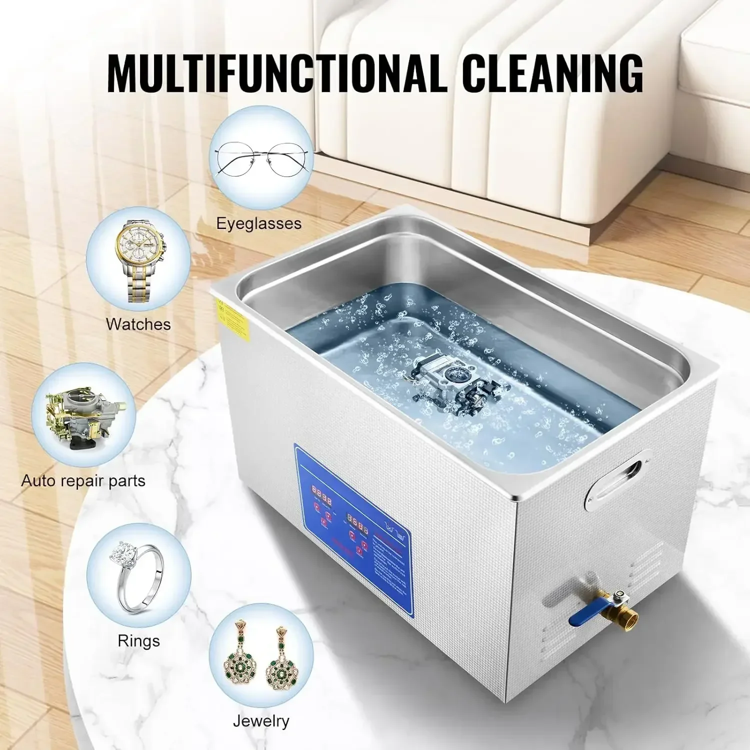 Ultrasonic Cleaner 30L Industrial - 数量限定！ 超音波プロフェッショナルクリーナー、デジタルタイマーとヒーター付き30Lジュエリークリーナー、ステンレス製工業用超音波洗浄機