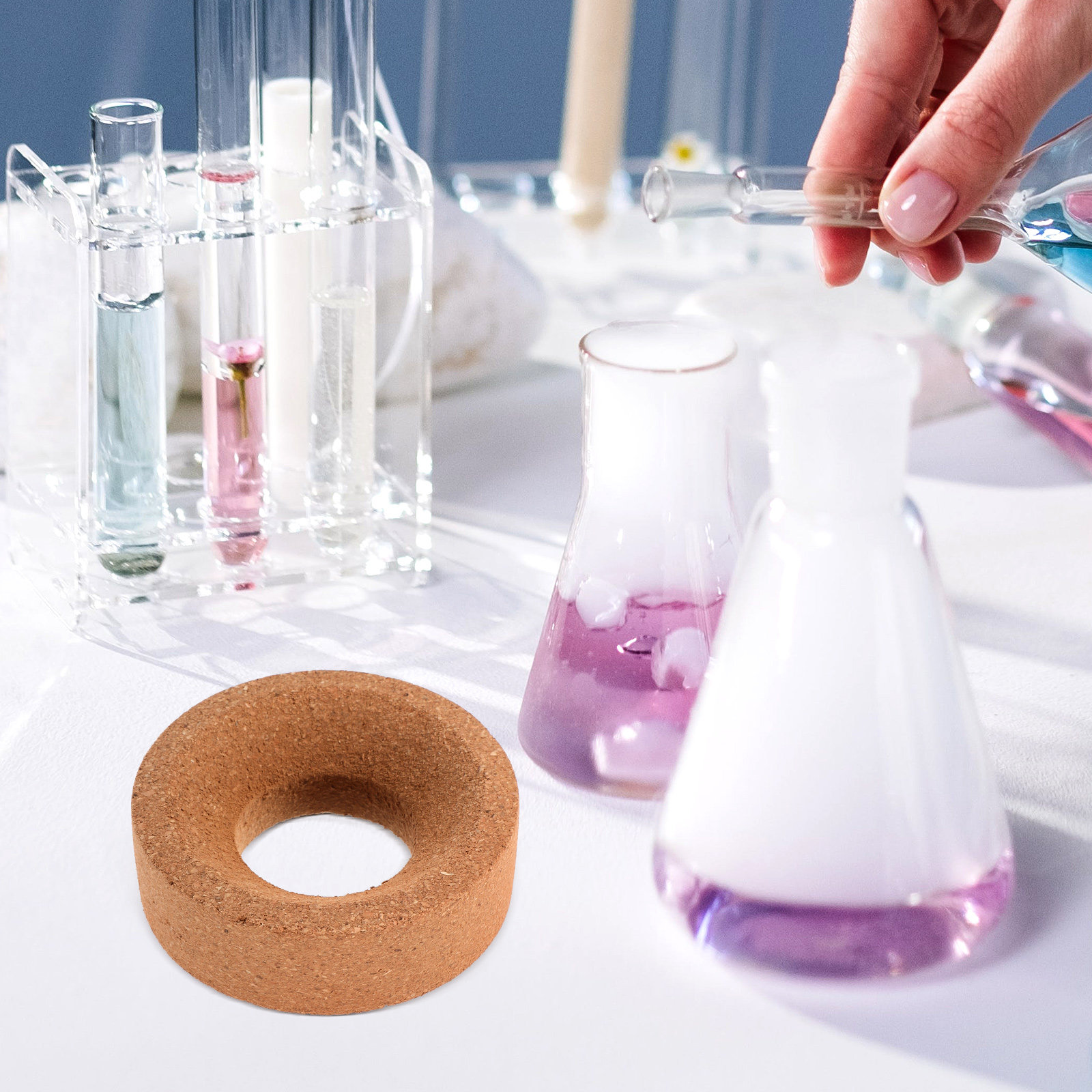 コルク製フラスコスタンド、丸底フラスコ用ラボホルダー、頑丈で - Lab Equipment のレビューと価格