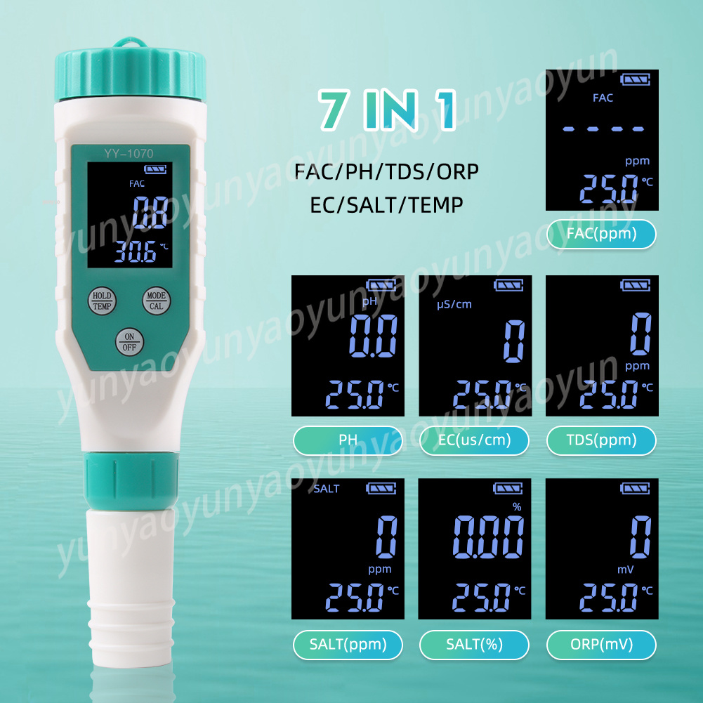 7 in 1デジタル水質テスターPH ORP EC TDS塩 - Ph Meter Digital Water Tester のレビューと価格