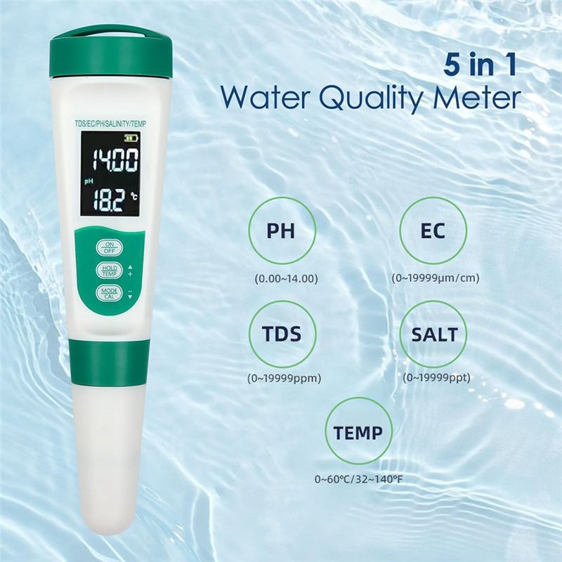 AT02-5 In1 デジタル PH メーター高精度水質テス - Ph Meter Digital Water Tester のレビューと価格