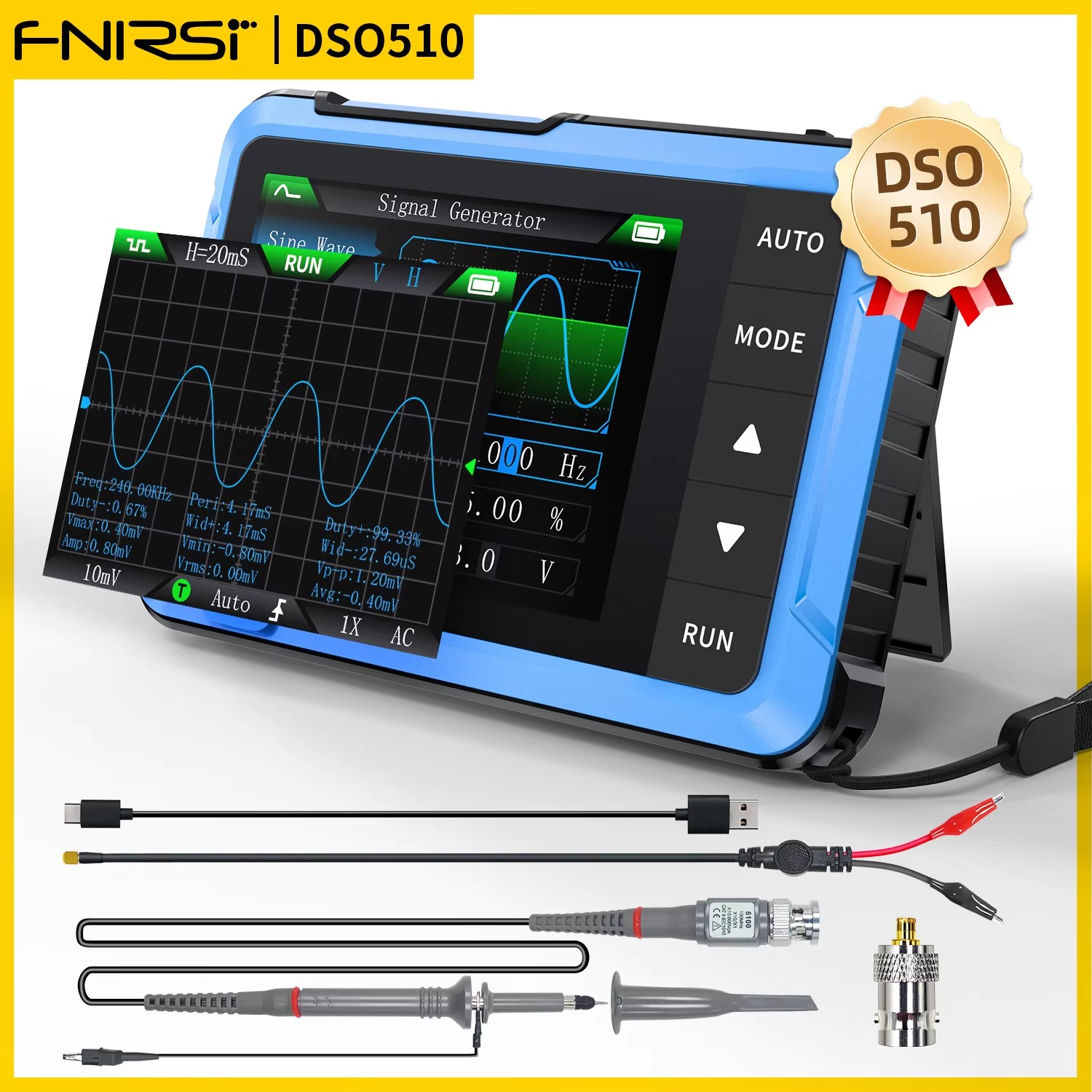 FNIRSI DSO510 10MHz ミニハンドヘルドデジ - Fnirsi Digital Oscilloscope Handheld のレビューと価格