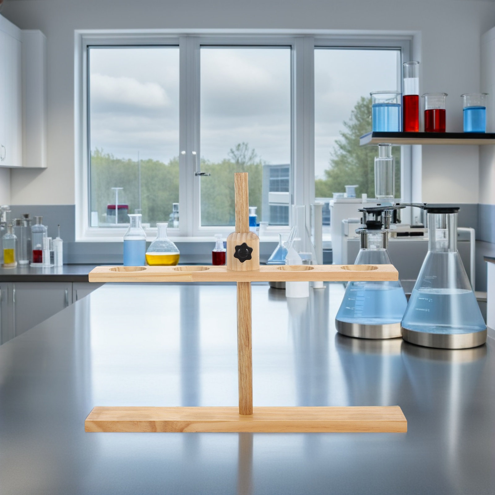 木製分液ロートスタンド 高さ調節可能 円錐形デザイン 化学・ - Lab Equipment のレビューと価格