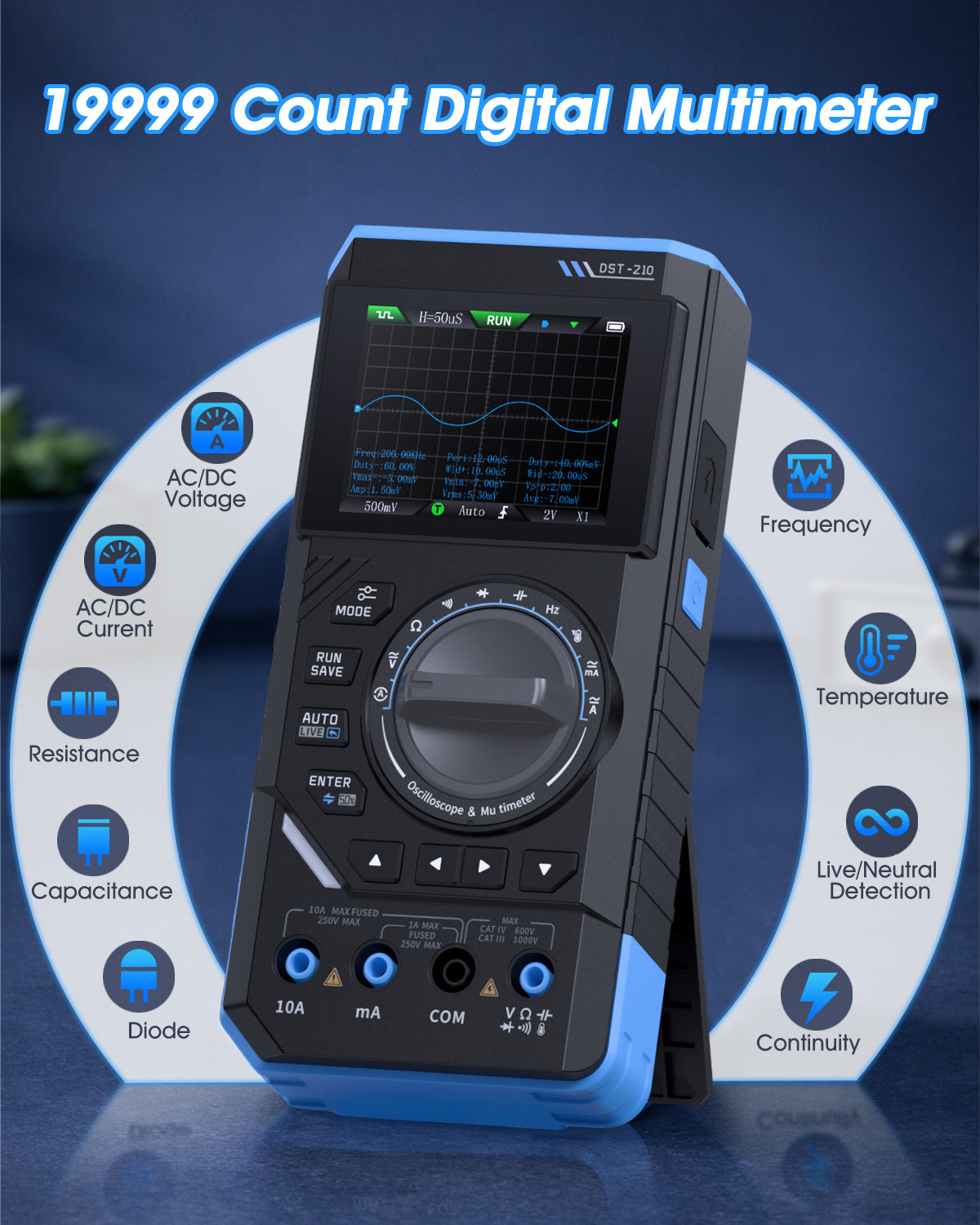 FNIRSI DST-210 3-in-1 ハンドヘルドオシ - Fnirsi Digital Oscilloscope Handheld のレビューと価格