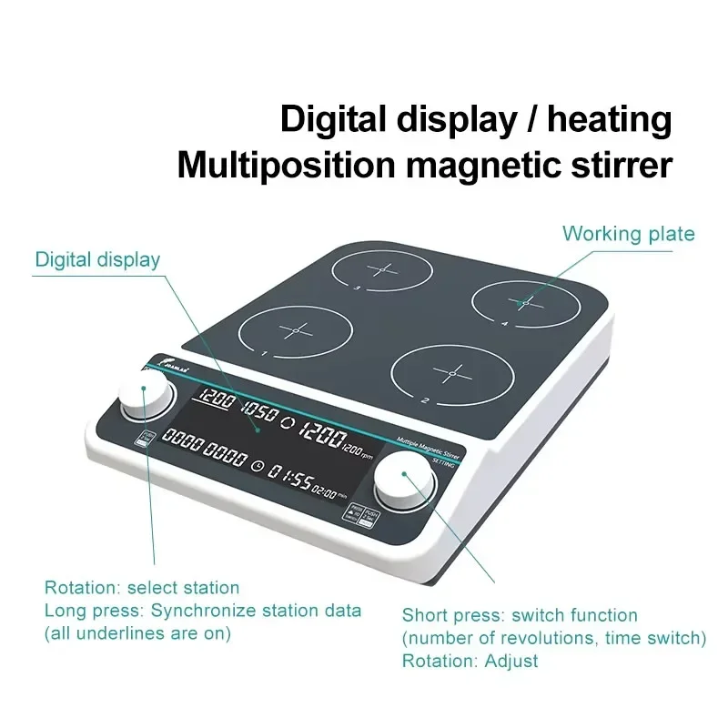 4 ステーション 6 ポジション複数磁気スターラーホットプレ - Lab Magnetic Stirrer Hot Plate のレビューと価格