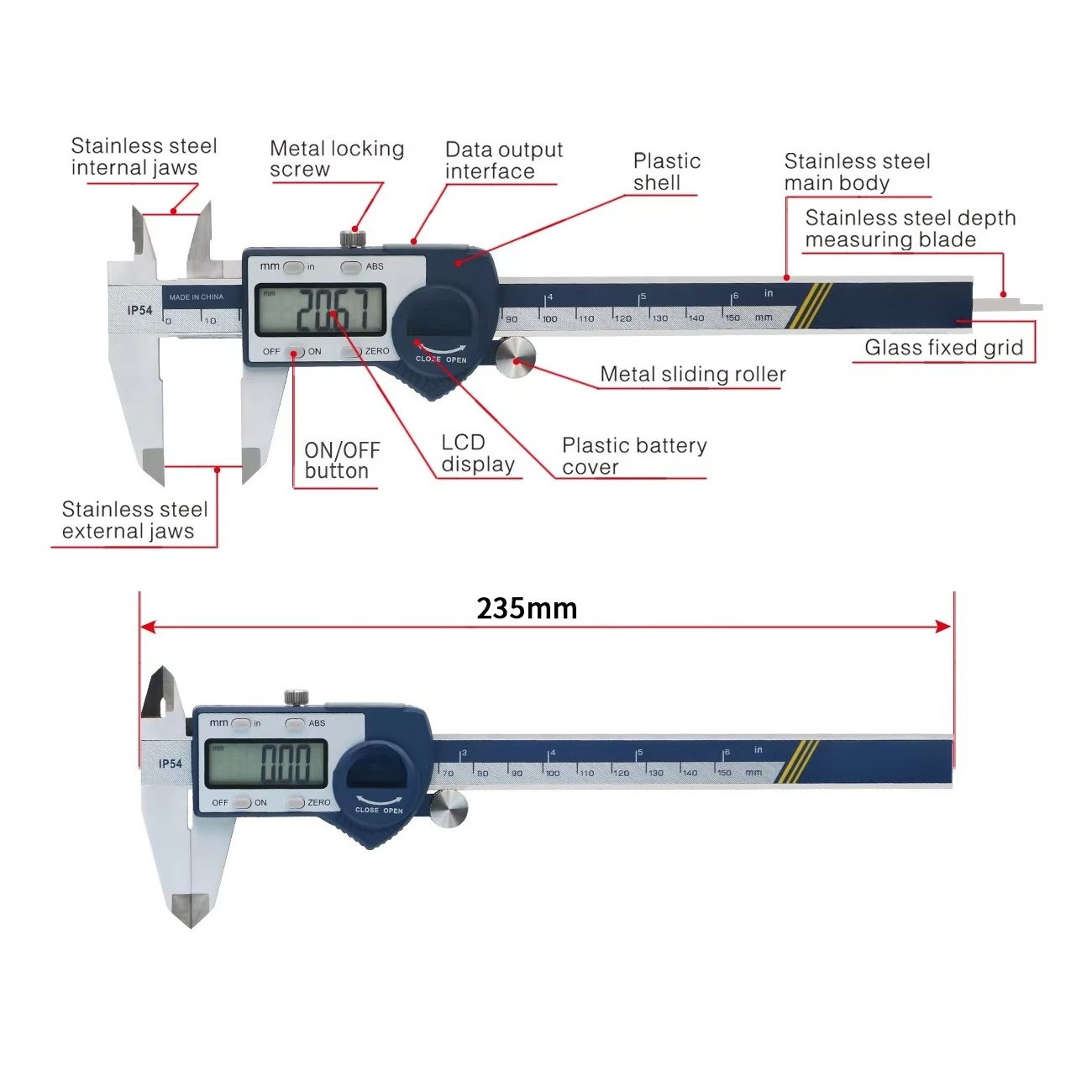 IP54 0-150mm デジタルノギス 大型液晶画面付き  - Digital Caliper 150Mm Stainless Steel のレビューと価格