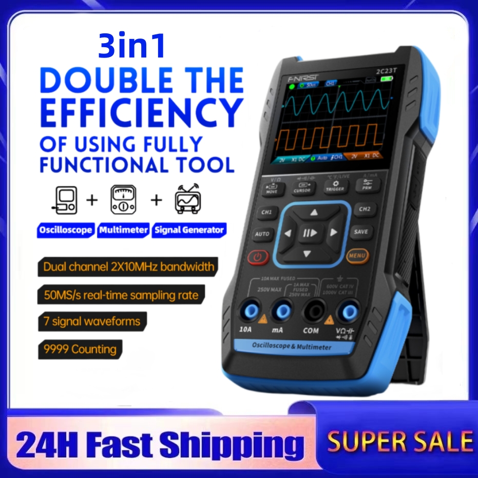 2C23T 3-in-1 デジタルオシロスコープ 10MHz - Fnirsi Digital Oscilloscope Handheld のレビューと価格