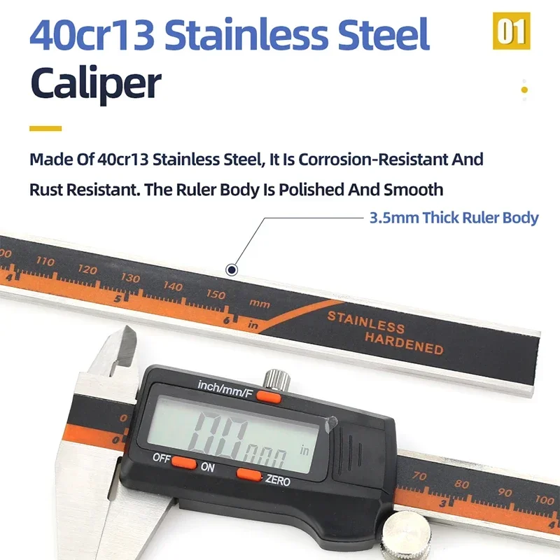 分数金属キャリパーデジタルパキメーターノギス測定ツールプロフ - Digital Caliper 150Mm Stainless Steel のレビューと価格