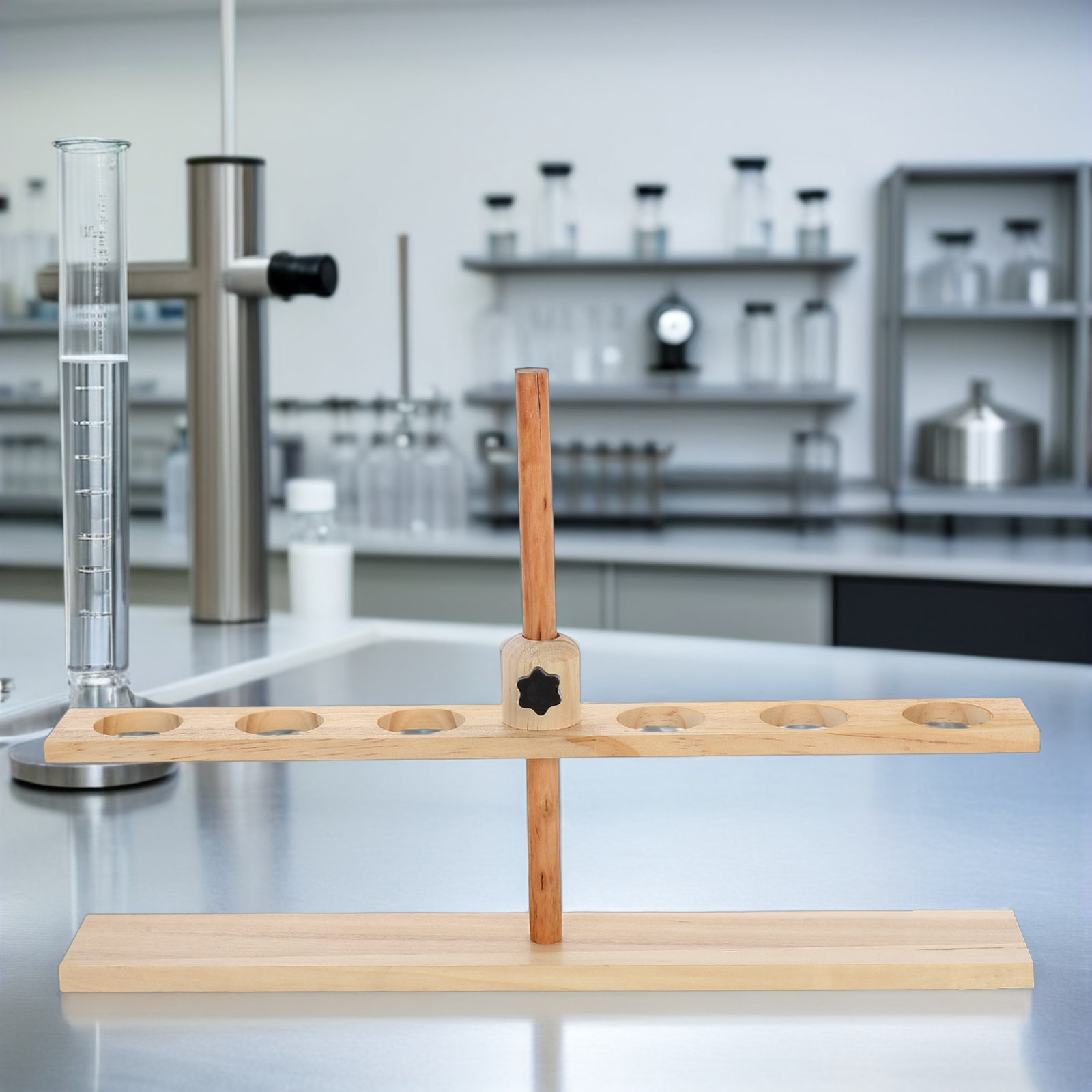 6穴木製漏斗スタンド 高さ調節可能 実験器具台座 化学実験室 - Lab Equipment のレビューと価格
