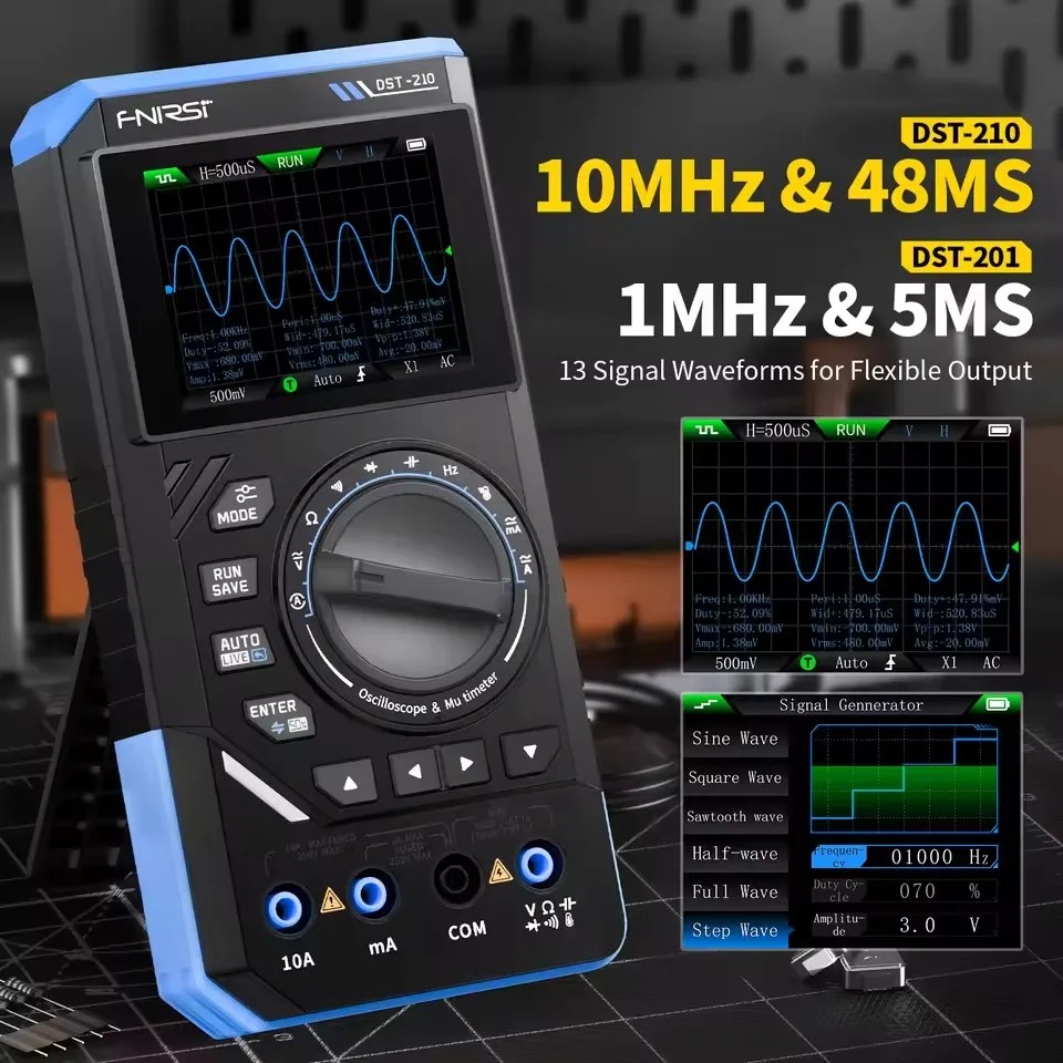 DST210 3-in-1デジタルマルチメーター 10MHz - Fnirsi Digital Oscilloscope Handheld のレビューと価格